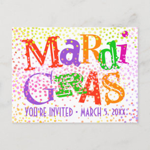 Invitation Carte Postale Mardi Gras