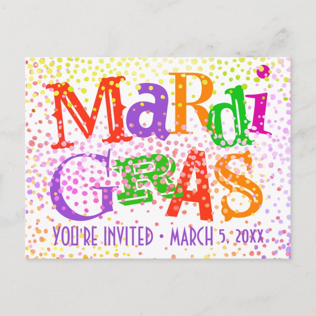 Invitation Carte Postale Mardi Gras (Devant)