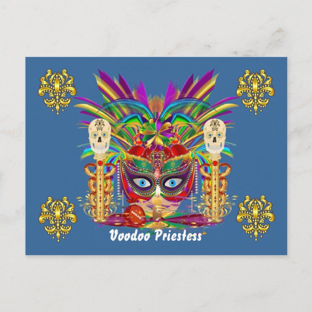 Invitation Carte Postale Mardi Gras Mojo Priestess Voir les notes (Devant)