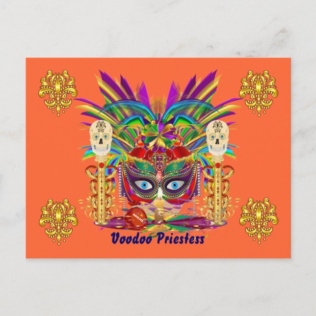 Invitation Carte Postale Mardi Gras Mojo Priestess Voir les notes (Devant)