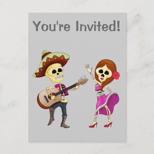 Invitation Carte Postale Mariachi Couple de Danse Jour des Morts (Devant)