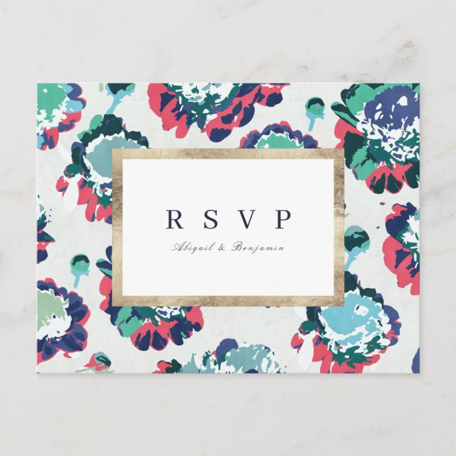 Invitation Carte Postale Mariage abstrait vert classique moderne RSVP (Devant)