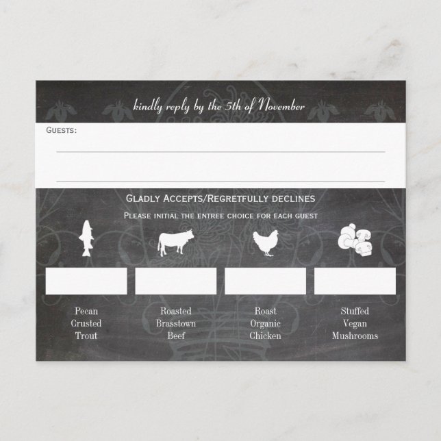 Invitation Carte Postale Mariage Ardoise Pot Mason Bleu Rustique (Devant)