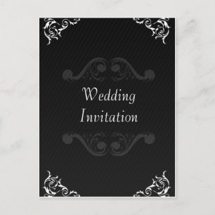 Invitation Carte Postale Mariage baroque Inviter Noir & Blanc