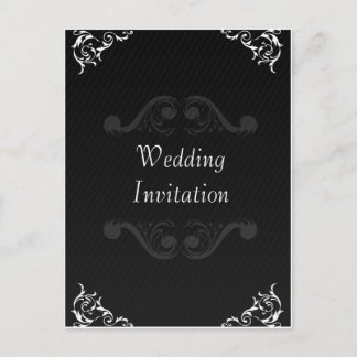 Invitation Carte Postale Mariage baroque Inviter Noir & Blanc