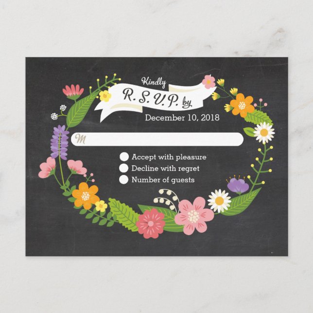 Invitation Carte Postale Mariage Boho Woodland Wreath (Devant)