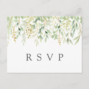Invitation Carte Postale Mariage botanique du feuillage vert RSVP
