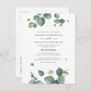Invitation Carte Postale Mariage botanique Eucalyptus Greenery