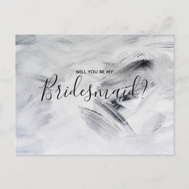 Invitation Carte Postale Mariage Bridesmaid | Blancs peintures (Devant)