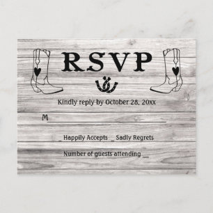 Invitation Carte Postale Mariage campagnard RSVP Ouest Boots de Boots de Co