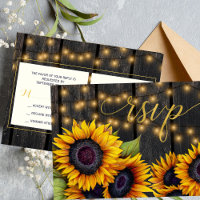 Mariage campagnard rustique tournesol bois RSVP