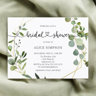 Invitation Carte Postale Mariage Champêtre Eucalyptus Coeur Baby Shower