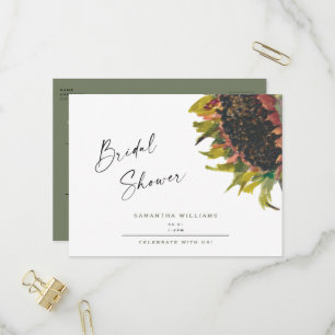 Invitation Carte Postale Mariage champêtre tournesol peint à la main