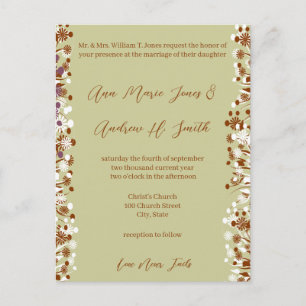 Invitation Carte Postale Mariage chrétien Earthy Hues L'amour n'échoue jama
