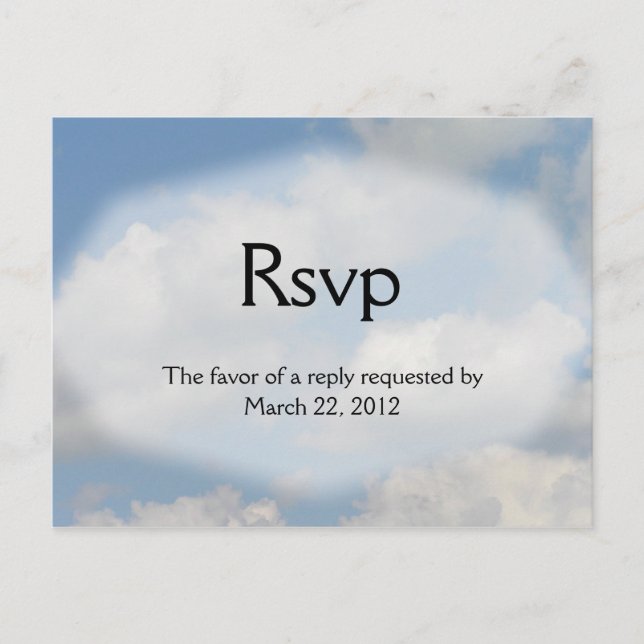 Invitation Carte Postale Mariage cloud RSVP (Devant)