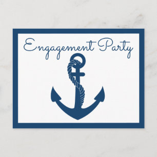 Invitation Carte Postale Mariage d'Ancre bleu de la marine
