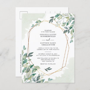 Invitation Carte Postale Mariage d'aquarelle Eucalyptus Foliage