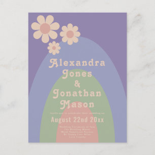Invitation Carte Postale Mariage d'arche moderne Retro Daisy