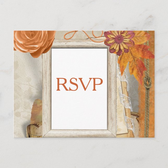 Invitation Carte Postale Mariage d'automne RSVP (Devant)