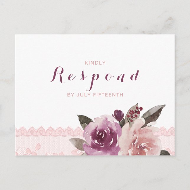 Invitation Carte Postale Mariage de automne de dentelle florale rustique RS (Devant)