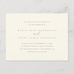 Invitation Carte Postale Mariage de automne minimaliste simple chic de