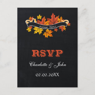 Invitation Carte Postale mariage de automne vintage Chalkboard rsvp