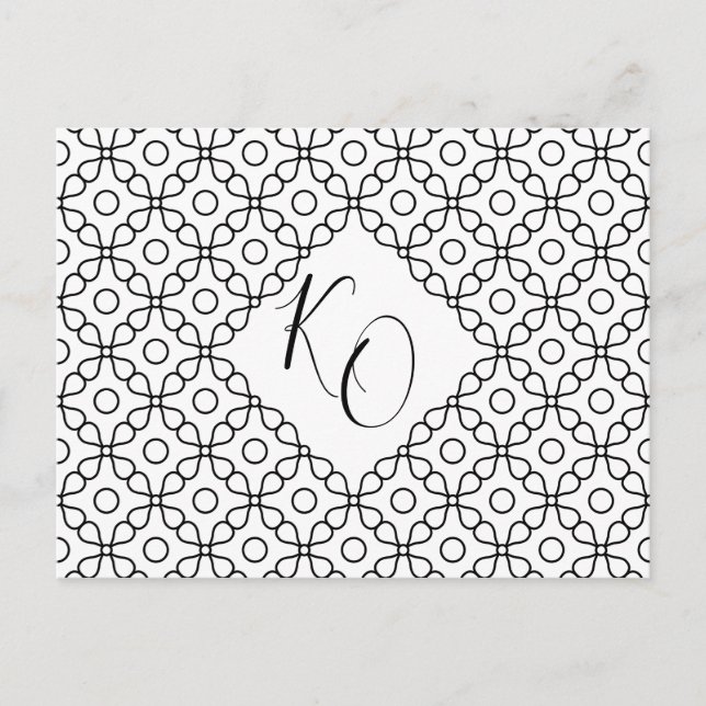 Invitation Carte Postale Mariage de calligraphie noir et blanc simple (Devant)