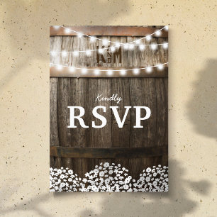Invitation Carte Postale Mariage de campagne rustique   Chaîne de lumières 