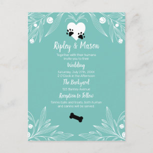 Invitation Carte Postale Mariage de chien Amour de chiot