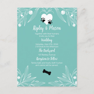 Invitation Carte Postale Mariage de chien Amour de chiot