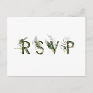 Invitation Carte Postale Mariage de feuillage tropical RSVP