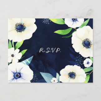 Invitation Carte Postale Mariage de la couronne de fleurs d'anémone RSVP