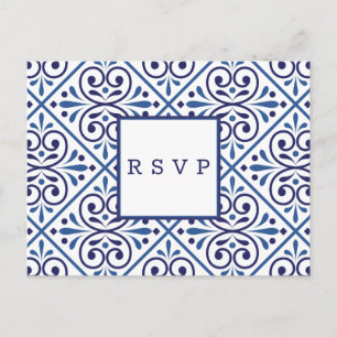 Invitation Carte Postale Mariage de la marine espagnole RSVP MEAL CHOICE
