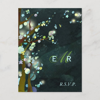 Invitation Carte Postale Mariage de nuit de la forêt rustique RSVP