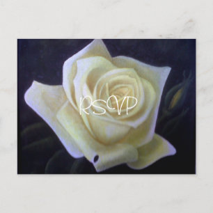 Invitation Carte Postale Mariage de peinture à la rose blanche Inviter RSVP