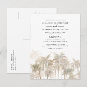 Invitation Carte Postale Mariage de plage aux palmiers modernes