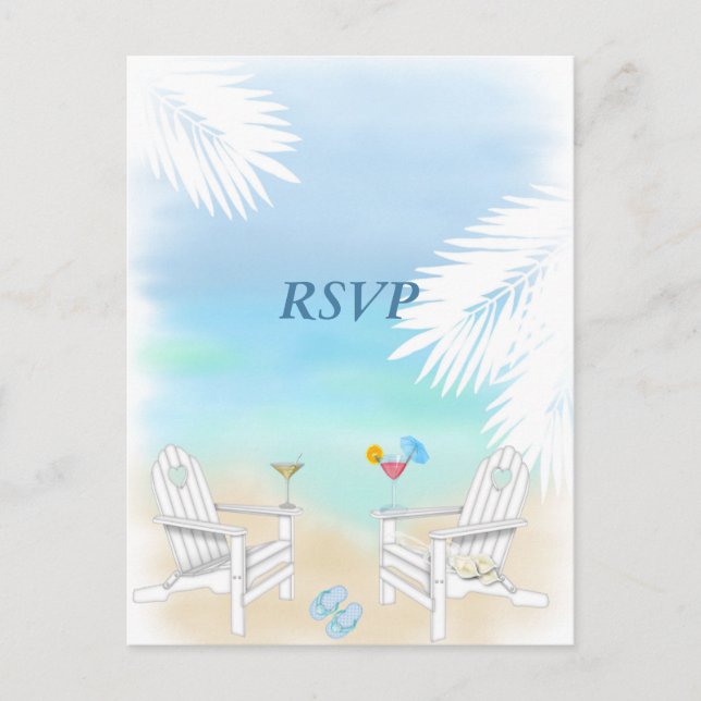 Invitation Carte Postale Mariage de plage RSVP (Devant)