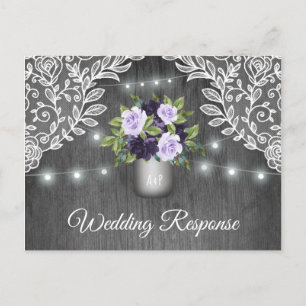 Invitation Carte Postale Mariage de pot rustique gris argenté violet gris a