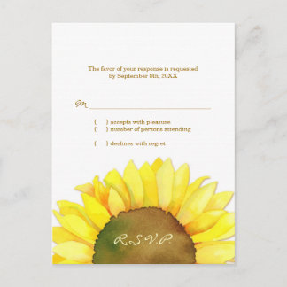 Invitation Carte Postale Mariage de tournesol à la campagne RSVP