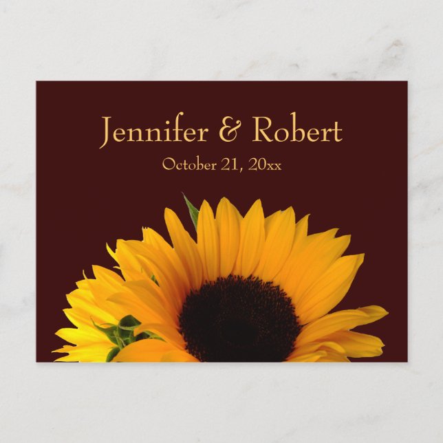 Invitation Carte Postale Mariage de tournesol d'automne RSVP (Devant)