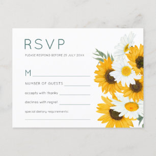 Invitation Carte Postale Mariage de tournesol Fleur sauvage rustique RSVP