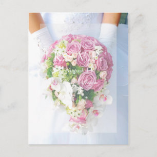 Invitation Carte Postale Mariage dentelle blanche et bouquet de fleurs RSVP