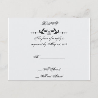Invitation Carte Postale Mariage Elégant Aqua et Noir RSVP