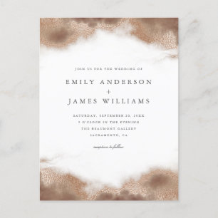 Invitation Carte Postale Mariage élégant Gold Ocean Tides