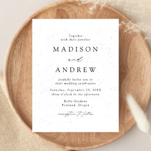Invitation Carte Postale Mariage Élégant Moderne Noir et Blanc Tacheté