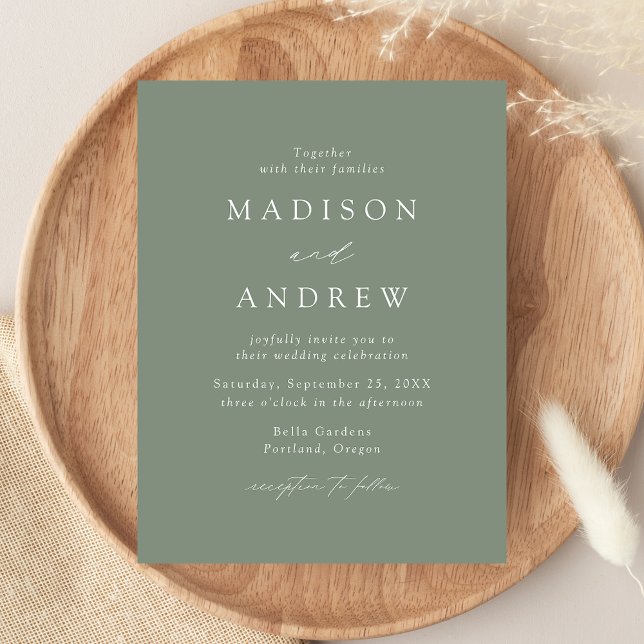 Invitation Carte Postale Mariage Élégant Moderne Vert Sauge (Créateur téléchargé)