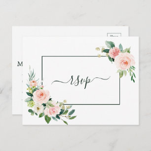 Invitation Carte Postale Mariage en Fleur rose rousse RSVP avec choix de re