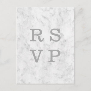 Invitation Carte Postale Mariage en marbre gris élégant RSVP