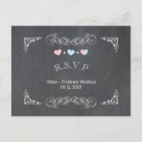 Mariage en tableau de bord à deux coeurs RSVP
