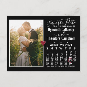 Invitation Carte Postale Mariage Enregistrer la date Avril 2021 Calendrier